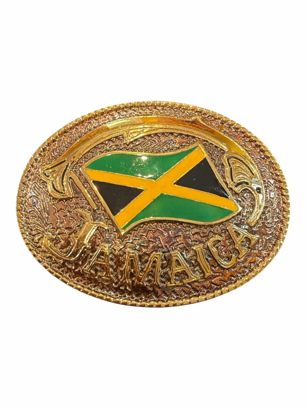 Vintage Jamaica Flag Gold-Tone Belt Buckle